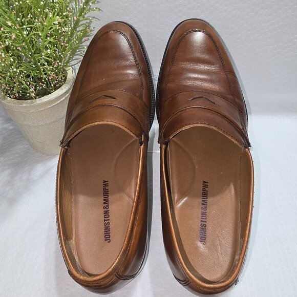 JOHNSTON AND MURPHY FLEX PENNY LOAFERS LEATHER BROWN MENS SIZE  EUC - Picture 3 of 10